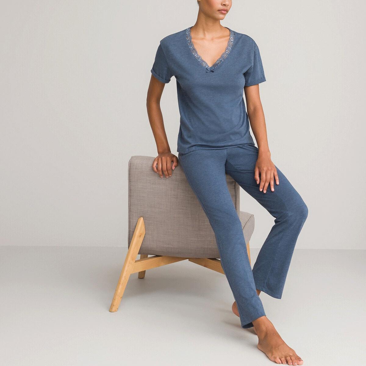 Jersey-pyjama Mit Kurzen Ärmeln Damen Blau 42 von La Redoute Collections