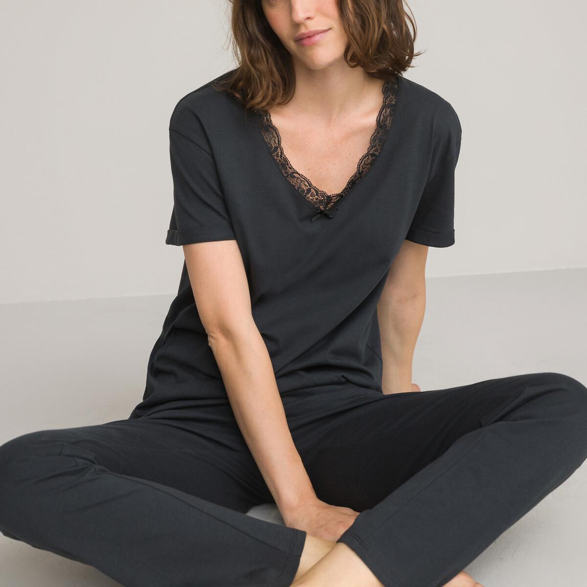 Jersey-pyjama Mit Kurzen Ärmeln Damen Schwarz 38 von La Redoute Collections