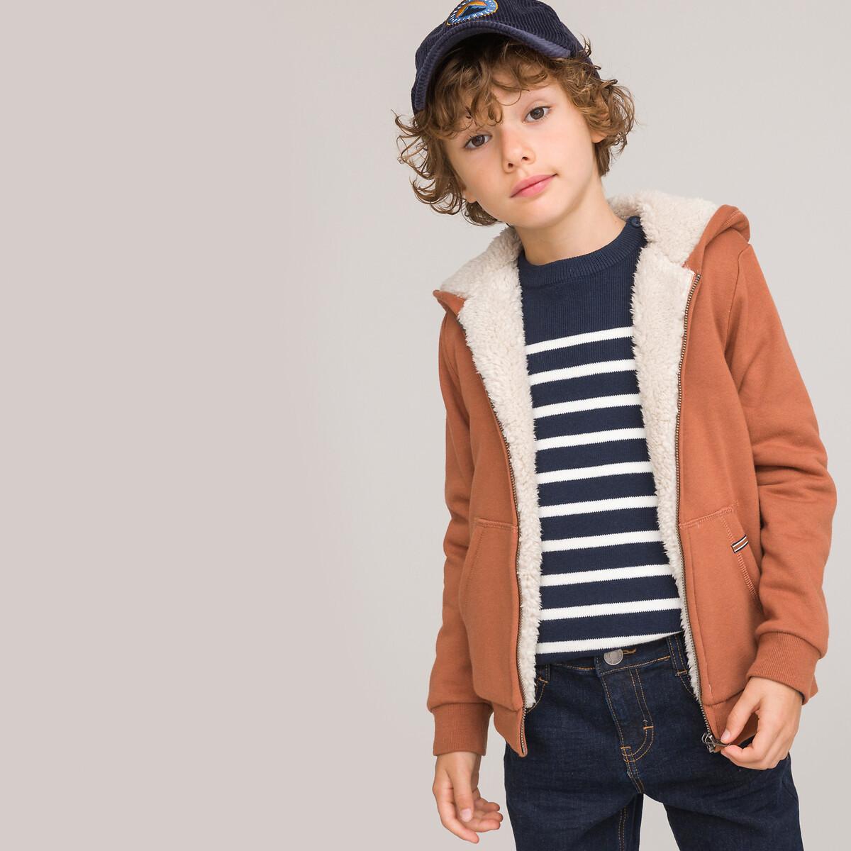 Sweatjacke Mit Reissverschluss Und Kunstfellfutter Jungen Braun 114 von La Redoute Collections