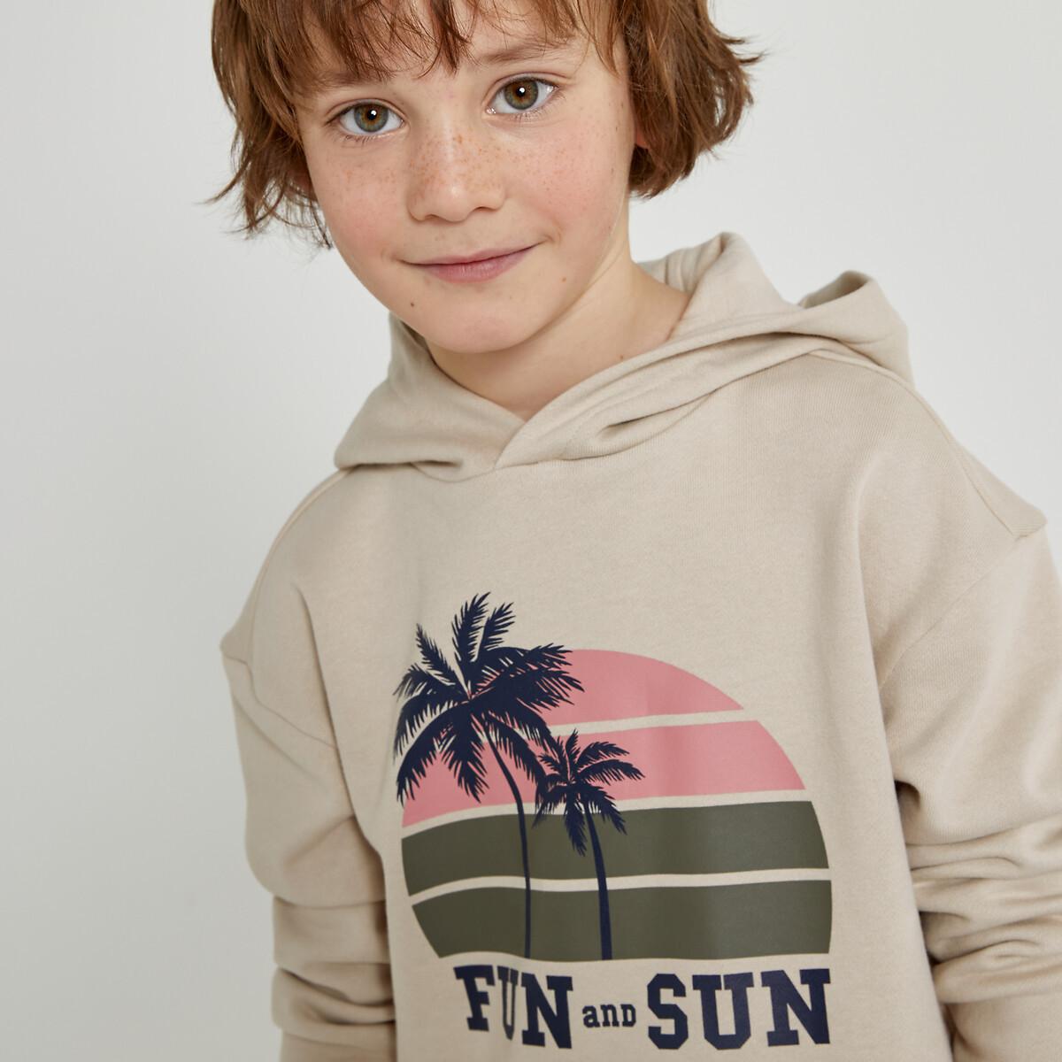 Kapuzensweatshirt Mit Palmenprint Jungen Beige 118 von La Redoute Collections