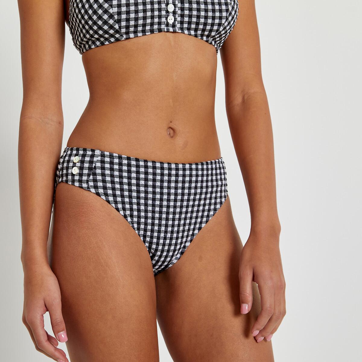 Karierter Bikini-slip Unisex Schwarz 36 von La Redoute Collections