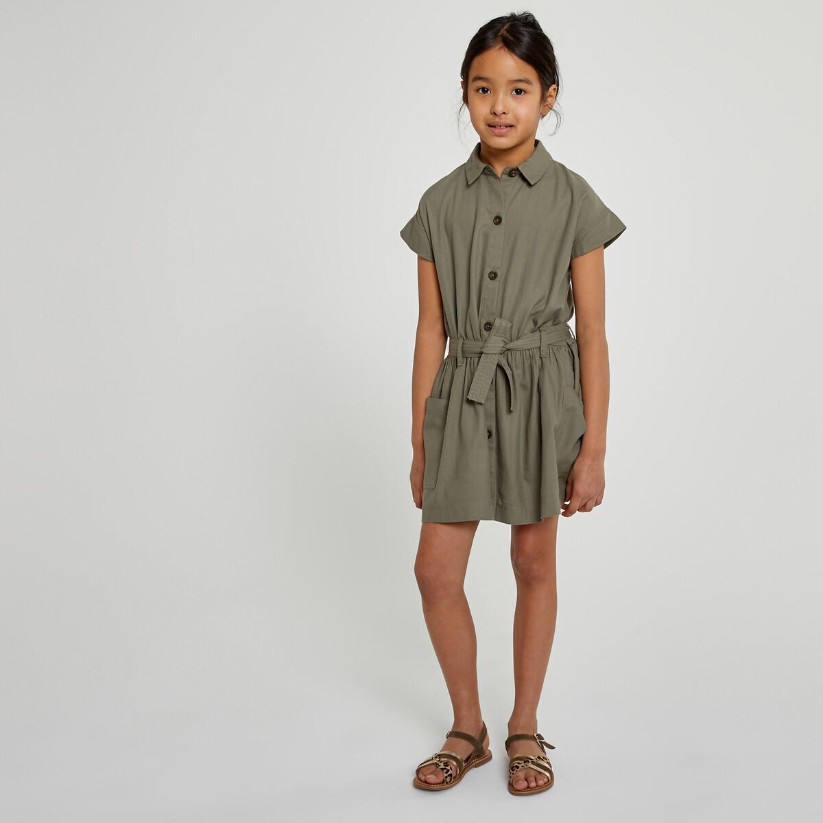 Kleid Mit Knopfverschluss Und Gürtel Mädchen Grün 5-6A von La Redoute Collections
