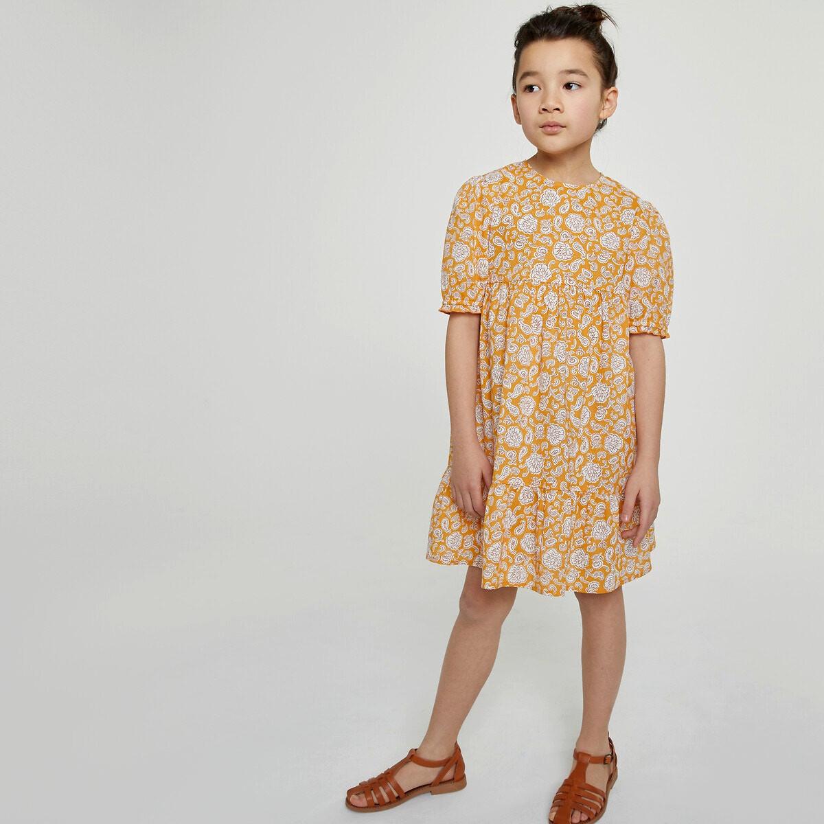 Kleid Mit Kurzen Ärmeln Mädchen Gelb 118 von La Redoute Collections