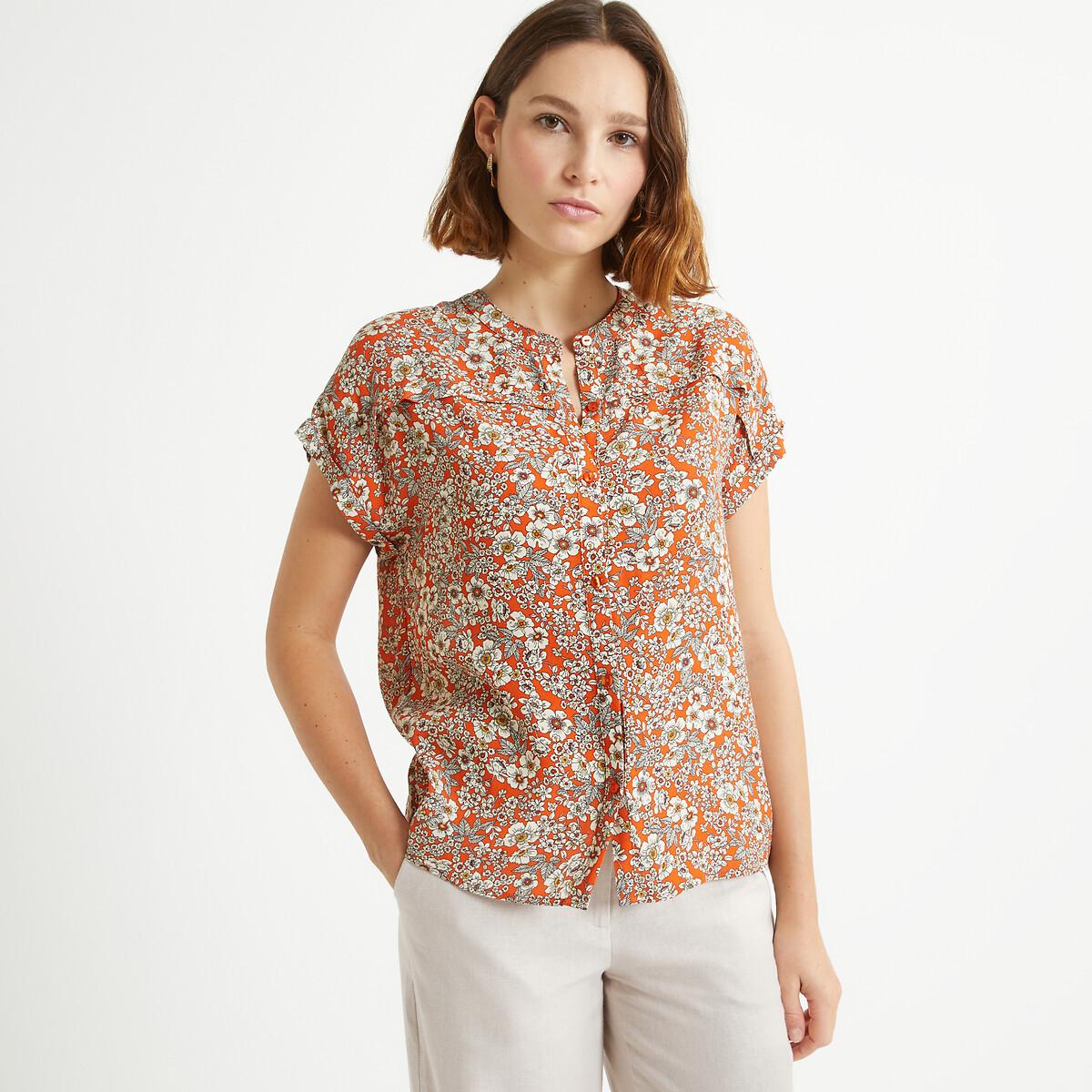 Kurzärmelige Bluse Mit Rundem Ausschnitt & Blumenmuster Damen Orange Bedruckt 44 von La Redoute Collections