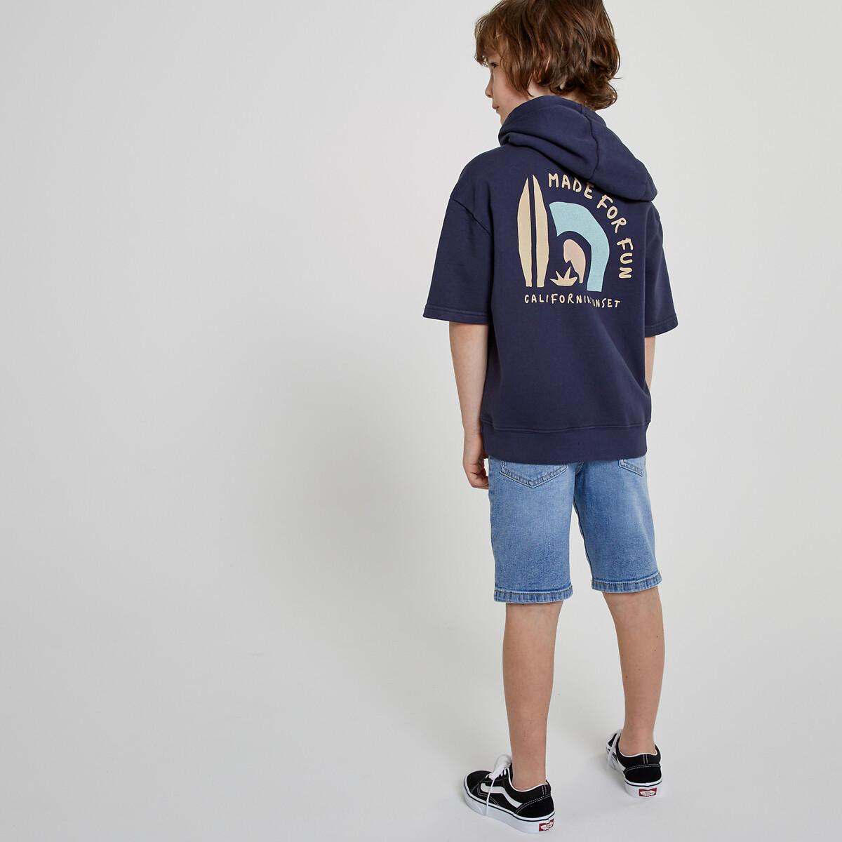 Kurzärmeliges Kapuzensweatshirt Jungen Blau 118 von La Redoute Collections