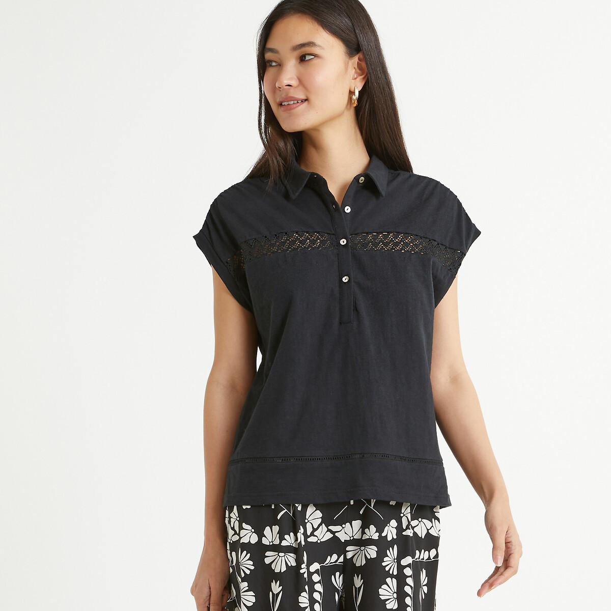 Kurzärmeliges Poloshirt Damen Schwarz 38 von La Redoute Collections