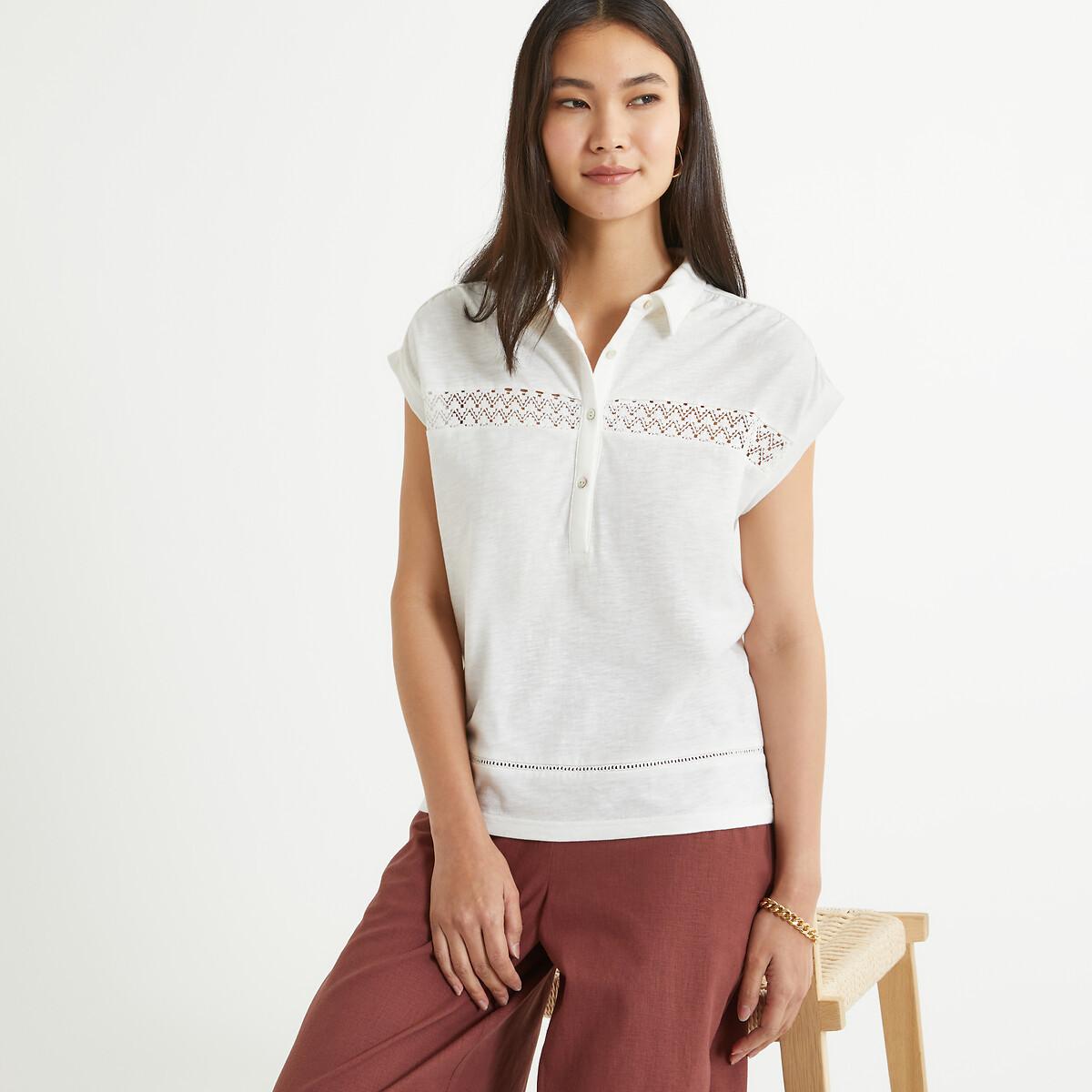 Kurzärmeliges Poloshirt Damen Weiss 46 von La Redoute Collections