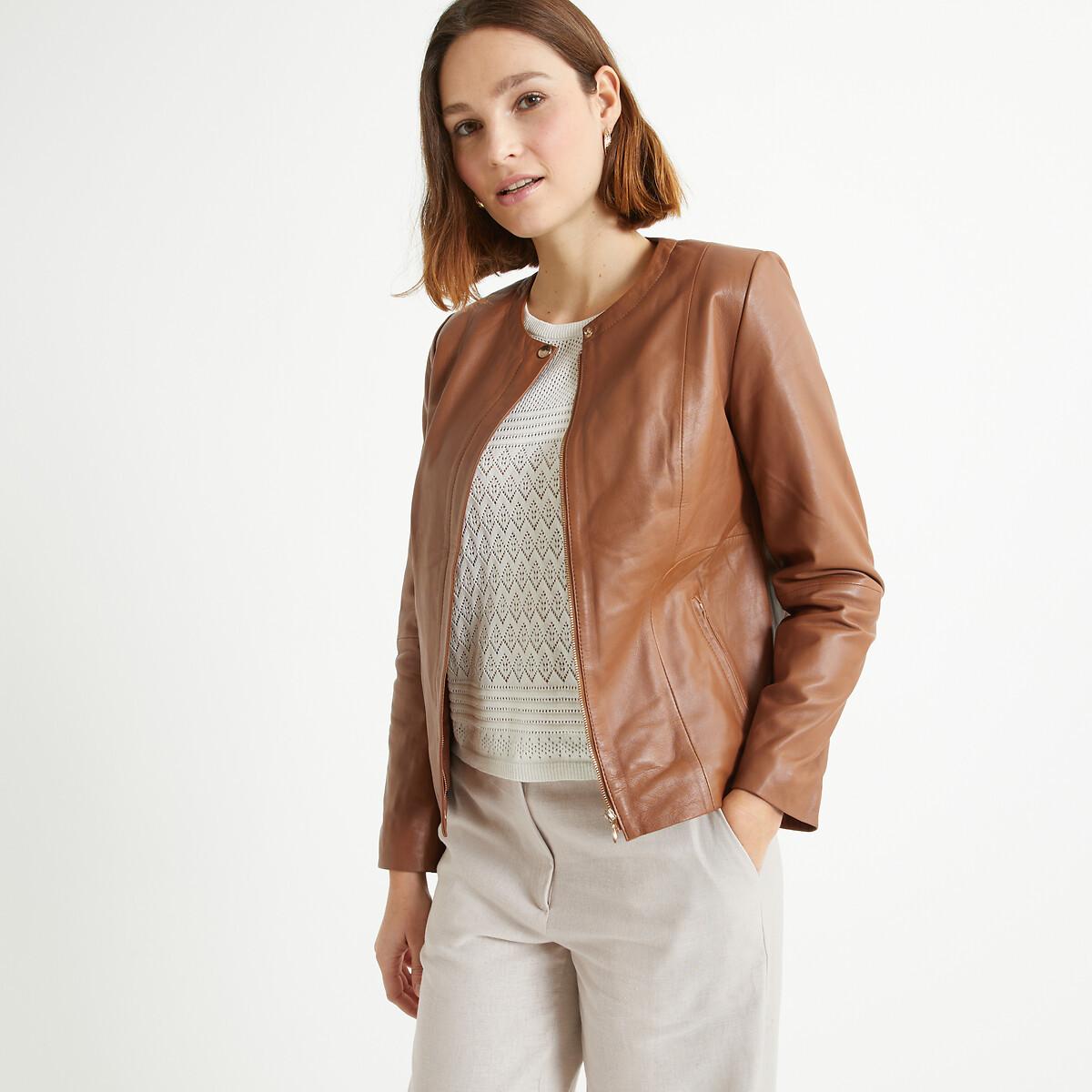 Kurzer Blouson Aus Schafsleder Damen Braun 36 von La Redoute Collections