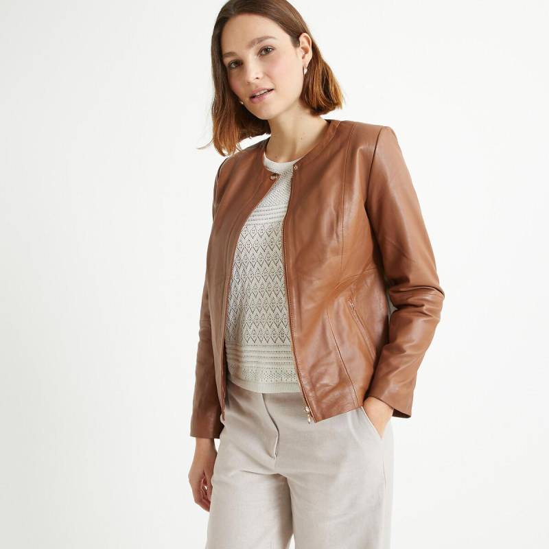 Kurzer Blouson Aus Schafsleder Damen Braun 48 von La Redoute Collections