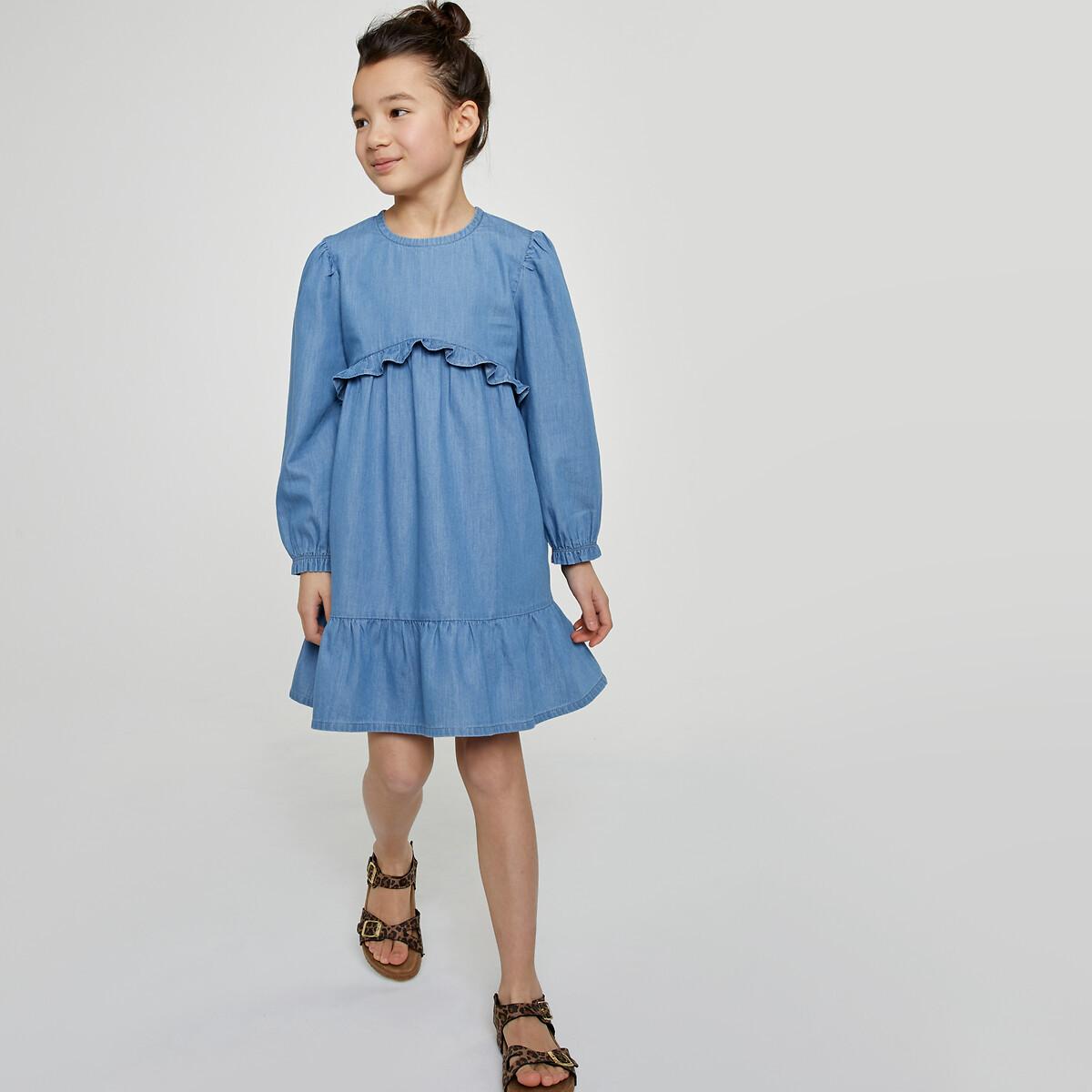 Langärmeliges Kleid Aus Light-denim Mädchen Blau 126 von La Redoute Collections