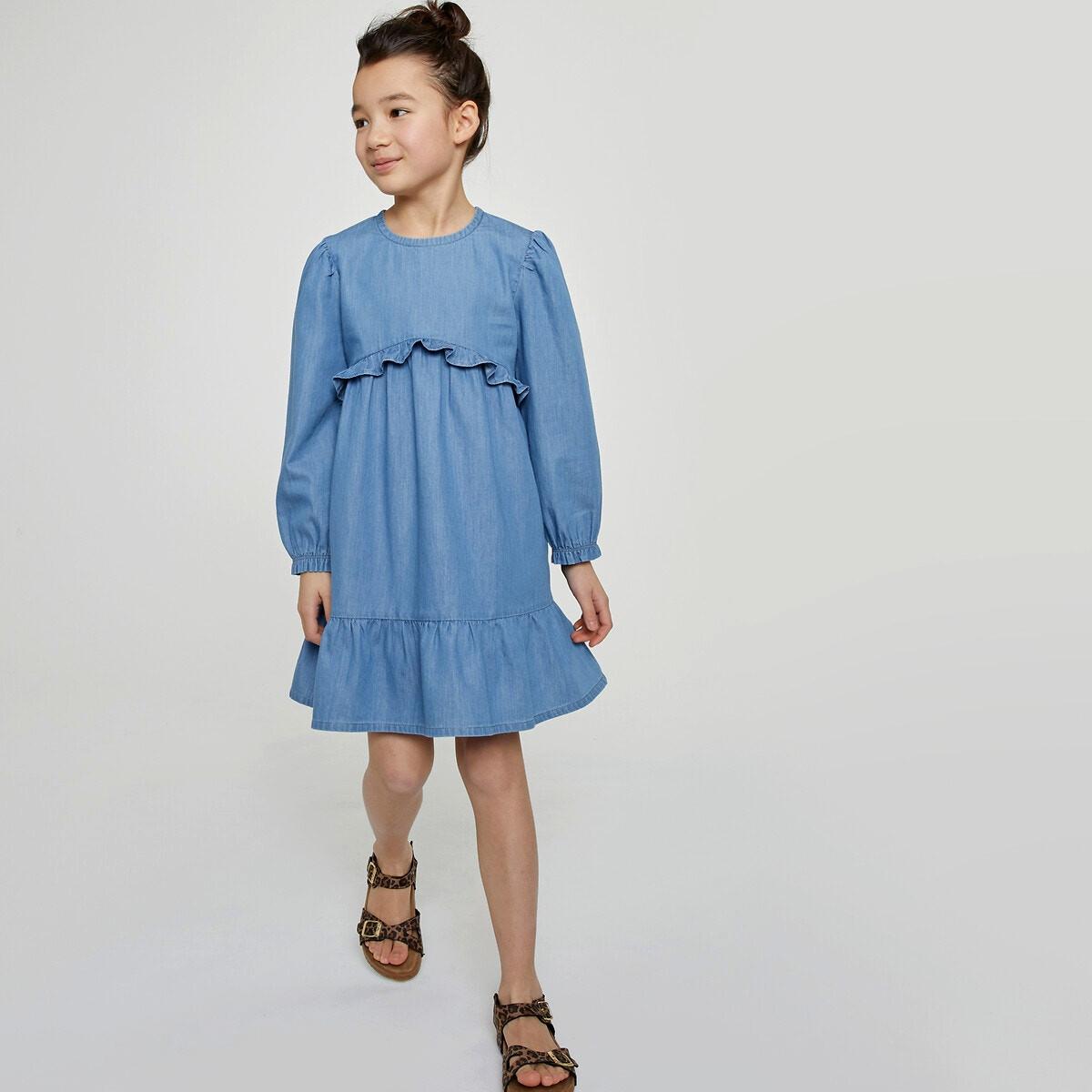 Langärmeliges Kleid Aus Light-denim Mädchen Blau 12A von La Redoute Collections