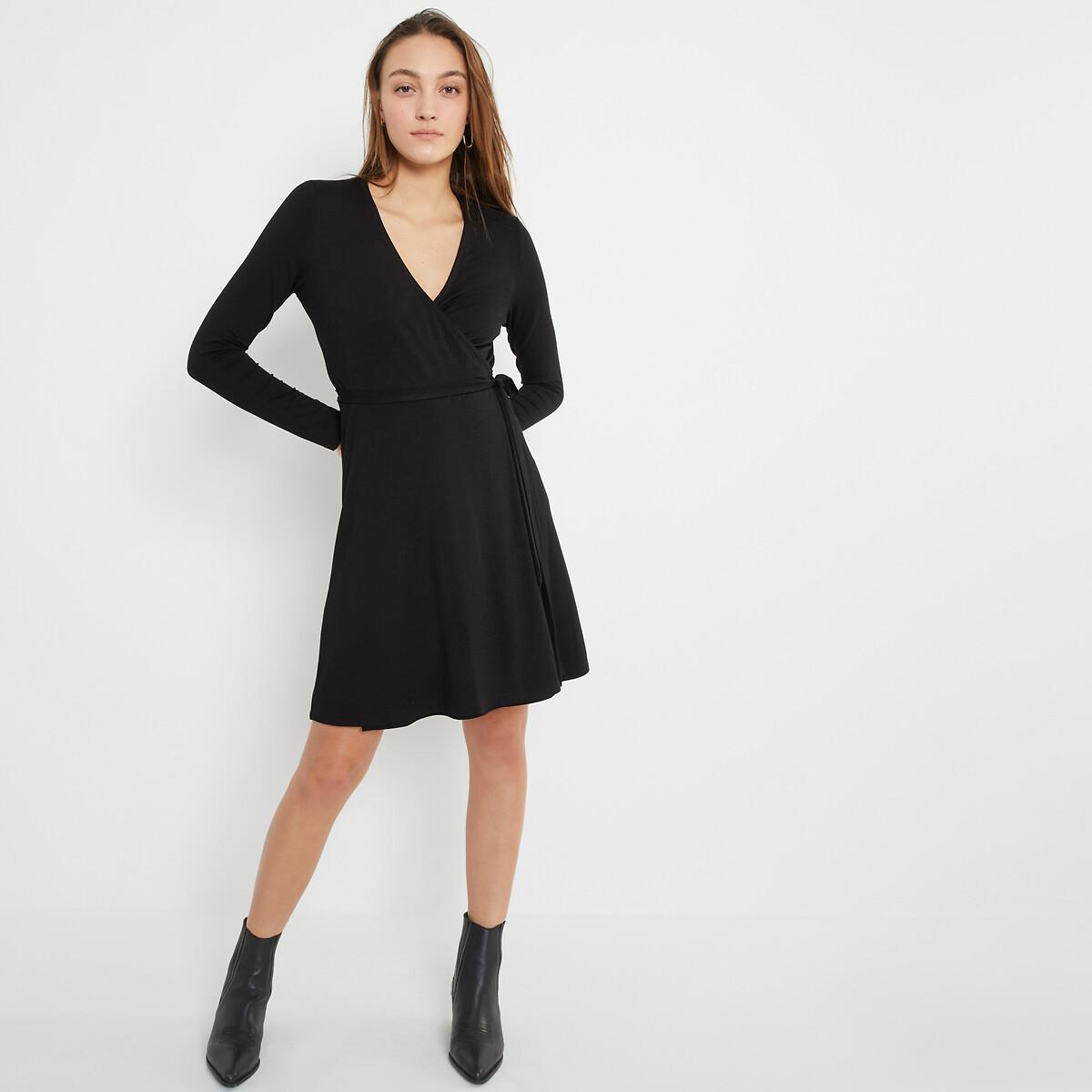 Kurzes Wickelkleid Aus Jersey Damen Schwarz XS von La Redoute Collections