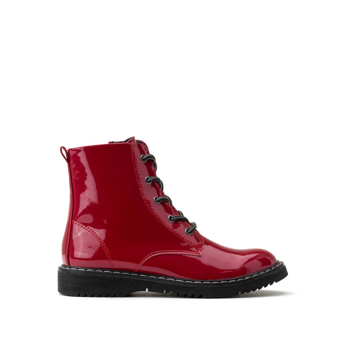 Lackierte Stiefeletten Mit Reissverschluss Und Schnürung Damen Rot 31 von La Redoute Collections