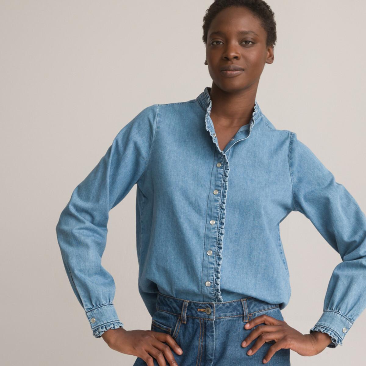 Langärmelige Jeansbluse Damen Blau 32 von La Redoute Collections