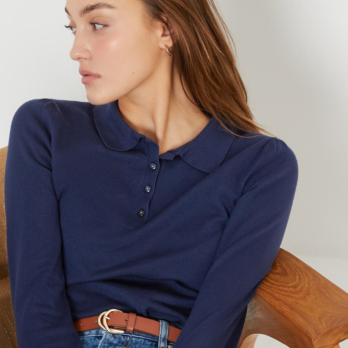 Langärmeliger Basic-polopullover Damen Blau XXL von La Redoute Collections