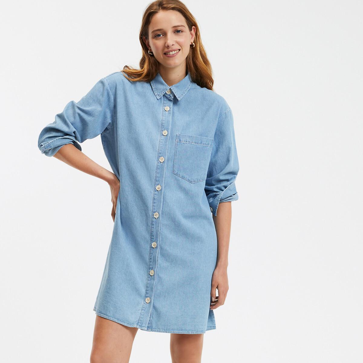 Langärmeliges Jeanskleid Damen Blau 34 von La Redoute Collections