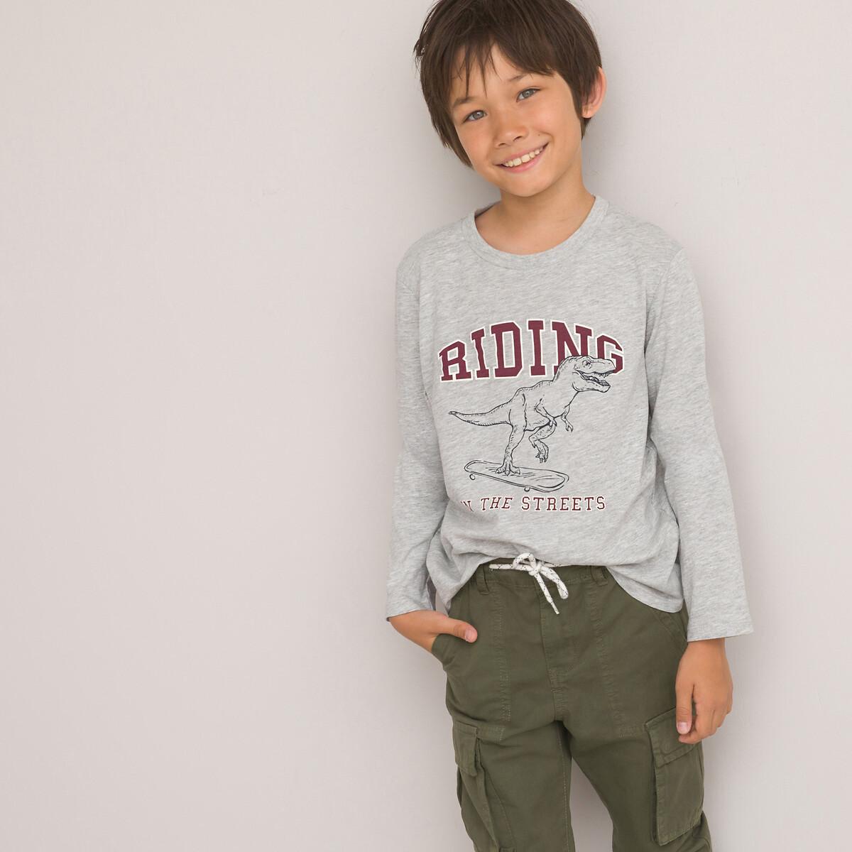 Langarm-shirt Mit Dino-motiv Jungen Grau 114 von La Redoute Collections