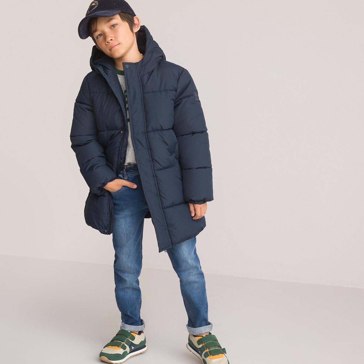 Lange Winterjacke Mit Kapuze Jungen Blau 114 von La Redoute Collections