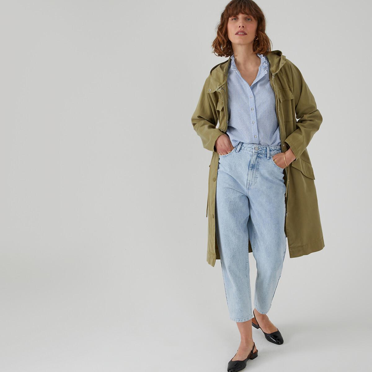 Langer Parka Mit Kapuze Und Druckknopfleiste Damen Grün 36 von La Redoute Collections