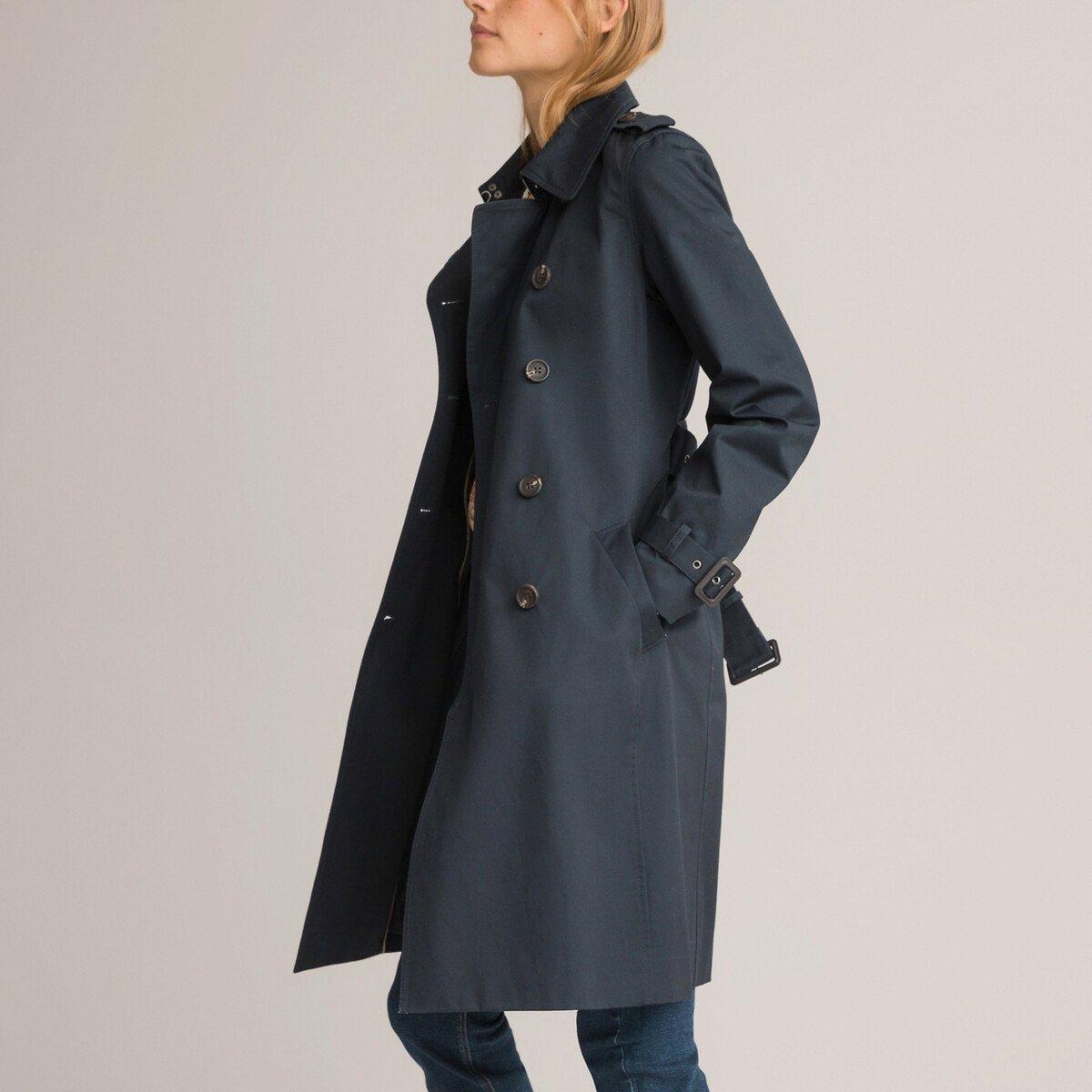 Langer Trenchcoat Mit Knopfverschluss Damen Blau 34 von La Redoute Collections