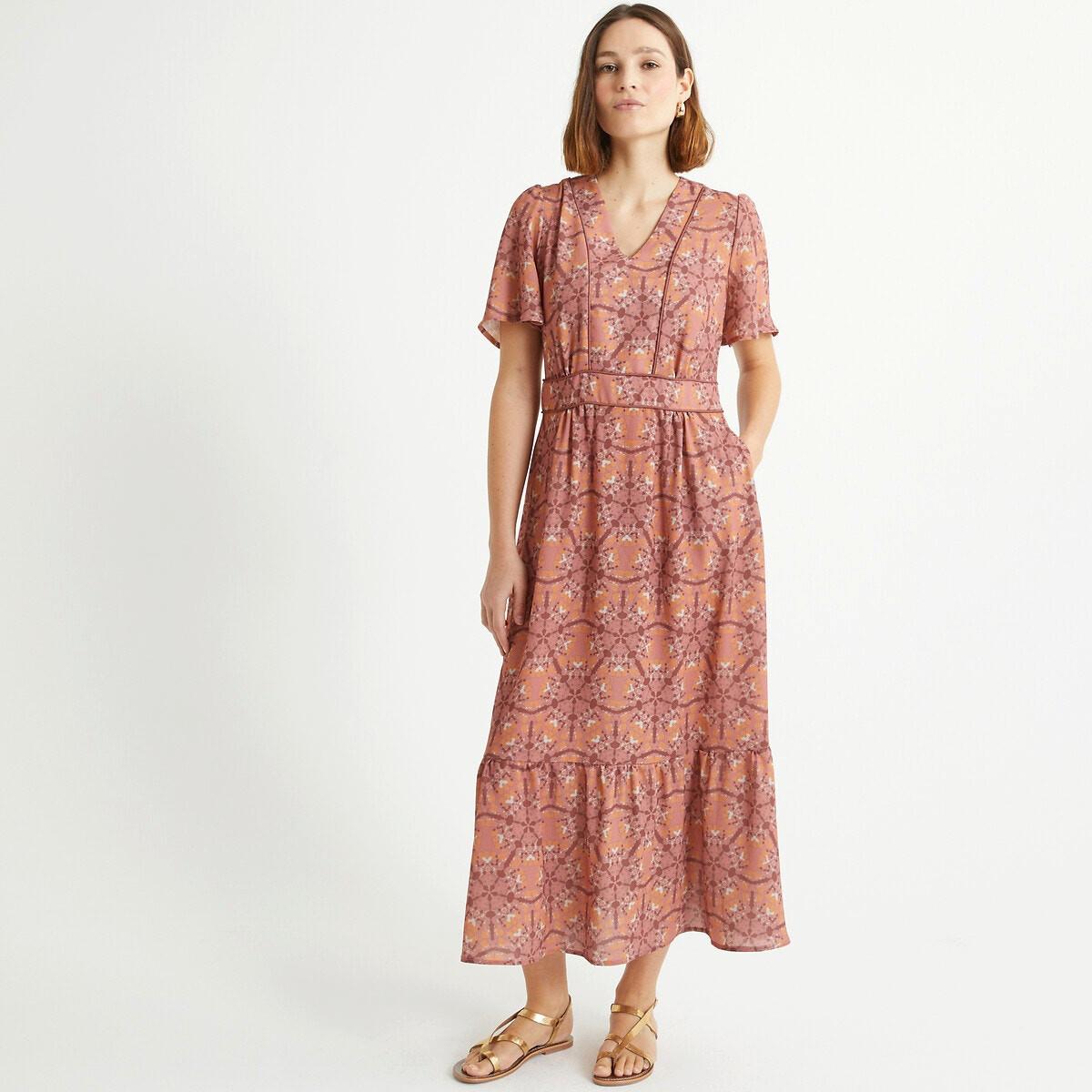 Langes Kleid Mit Ethnoprint Damen Grün 38 von La Redoute Collections