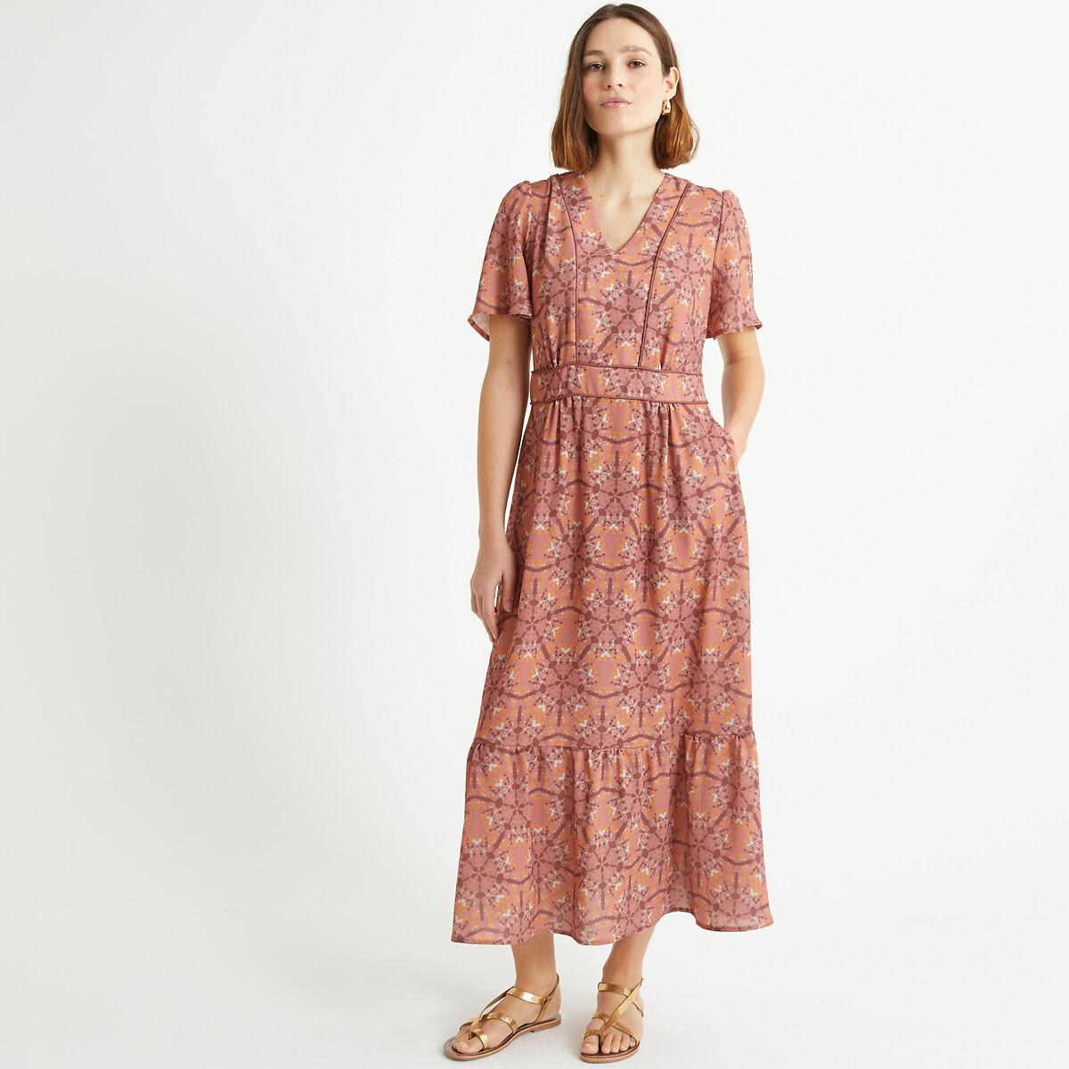 Langes Kleid Mit Ethnoprint Damen Grün 40 von La Redoute Collections