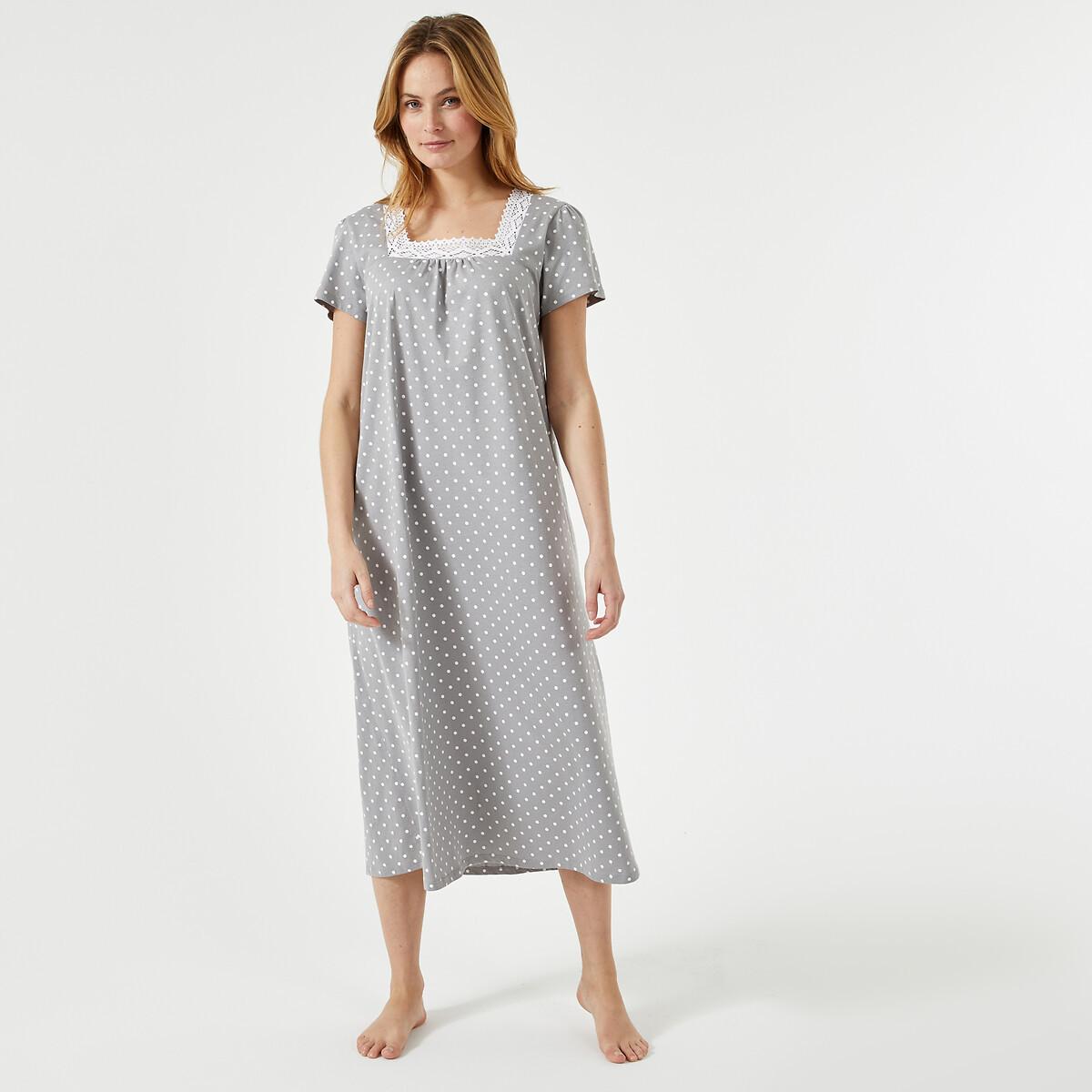 Langes Nachthemd Mit Makramee-detail Damen Weiss Bedruckt 42 von La Redoute Collections