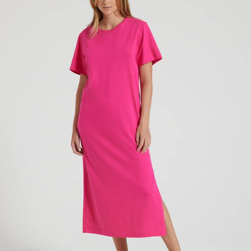 Langes Shirtkleid Mit Rundhalsausschnitt Und Kurzen Ärmeln Damen Rosa M von La Redoute Collections