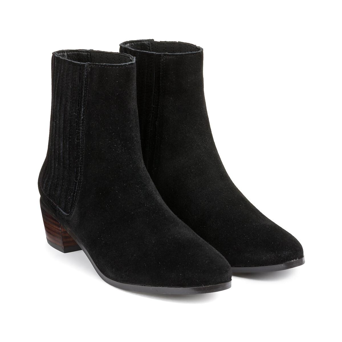 Western-boots Aus Veloursleder Damen Schwarz 36 von La Redoute Collections