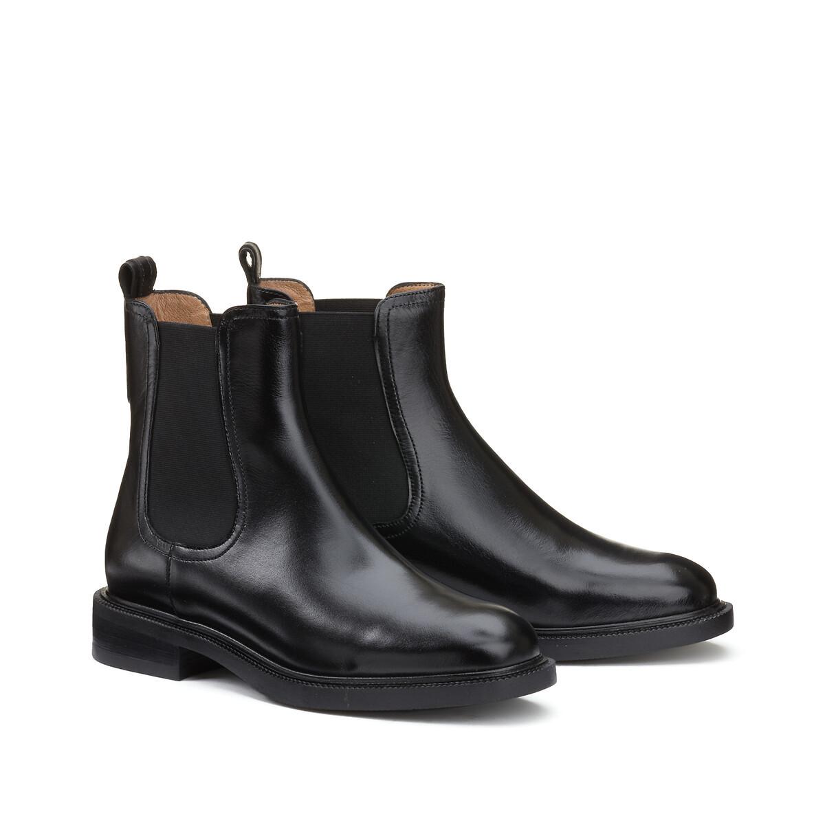 Chelsea-boots Signature Aus Leder Damen Schwarz 36 von La Redoute Collections