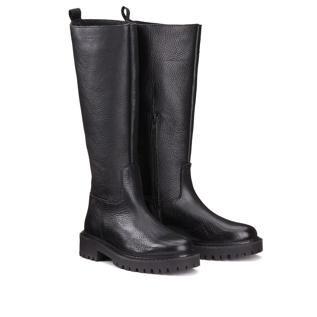 Lederstiefel Mit Profilsohle Damen Schwarz 40 von La Redoute Collections