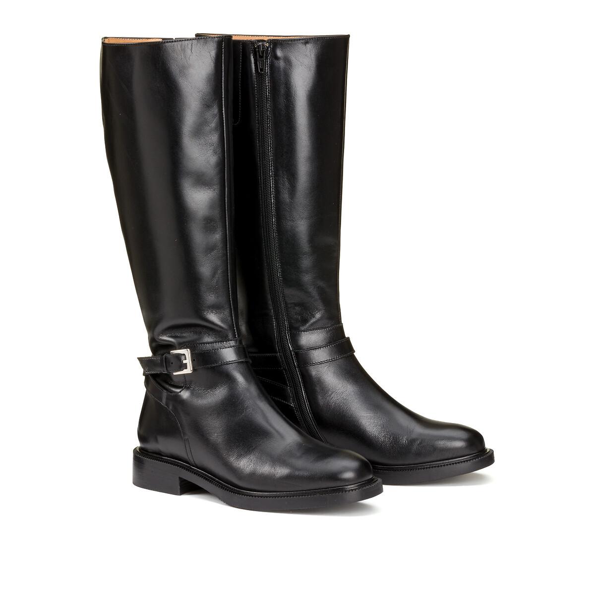 Lederstiefel Mit Riemen Und Schnalle Damen Schwarz 36 von La Redoute Collections