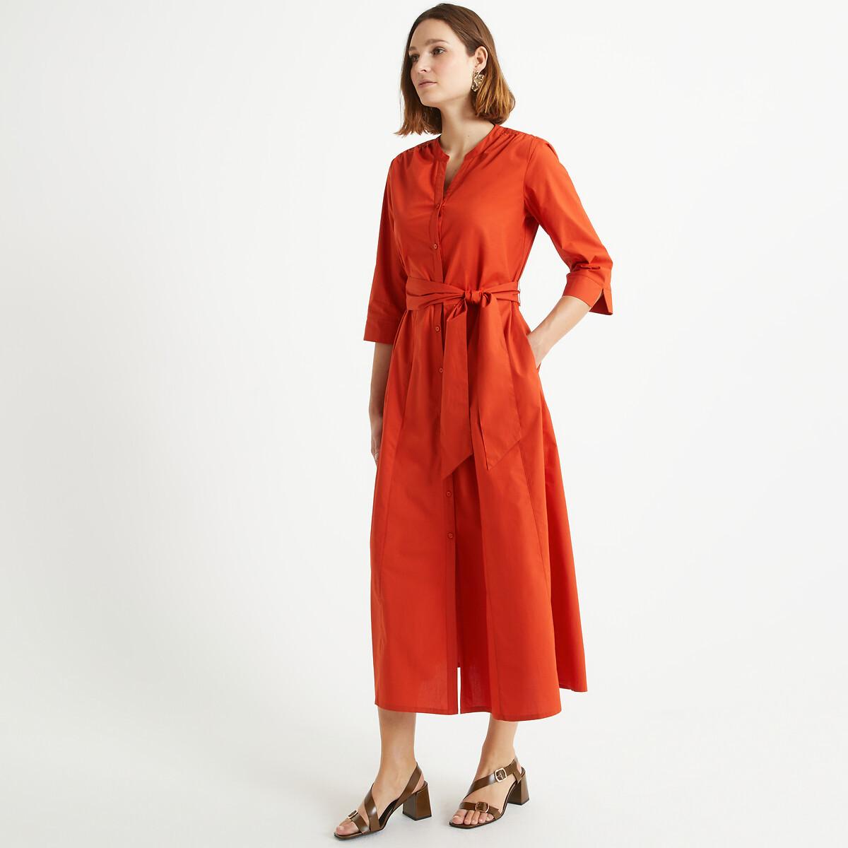 Midikleid Aus Reiner Baumwolle Damen Orange 34 von La Redoute Collections