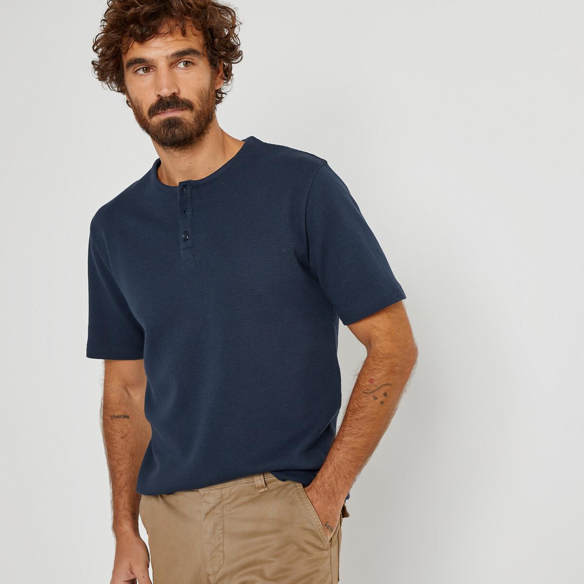 Oberteil In T-shirt-form Mit Rundem Ausschnitt Und Kleiner Knopfleiste Herren Blau M von La Redoute Collections