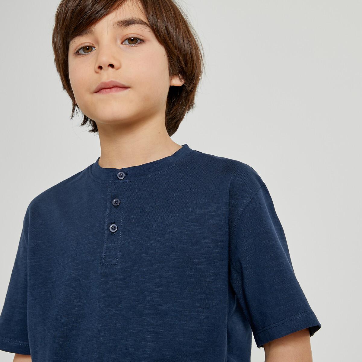 Oberteil Mit Rundem Ausschnitt Und Knopfleiste Jungen Blau 114 von La Redoute Collections