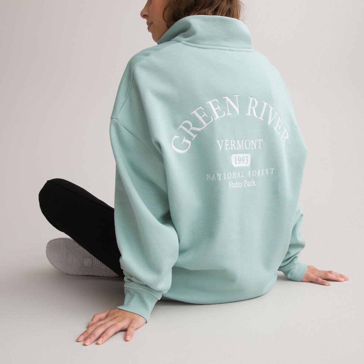 Oversize-sweatshirt Mit Stehkragen Und Halbem Reissverschluss Mädchen Grün XXS von La Redoute Collections