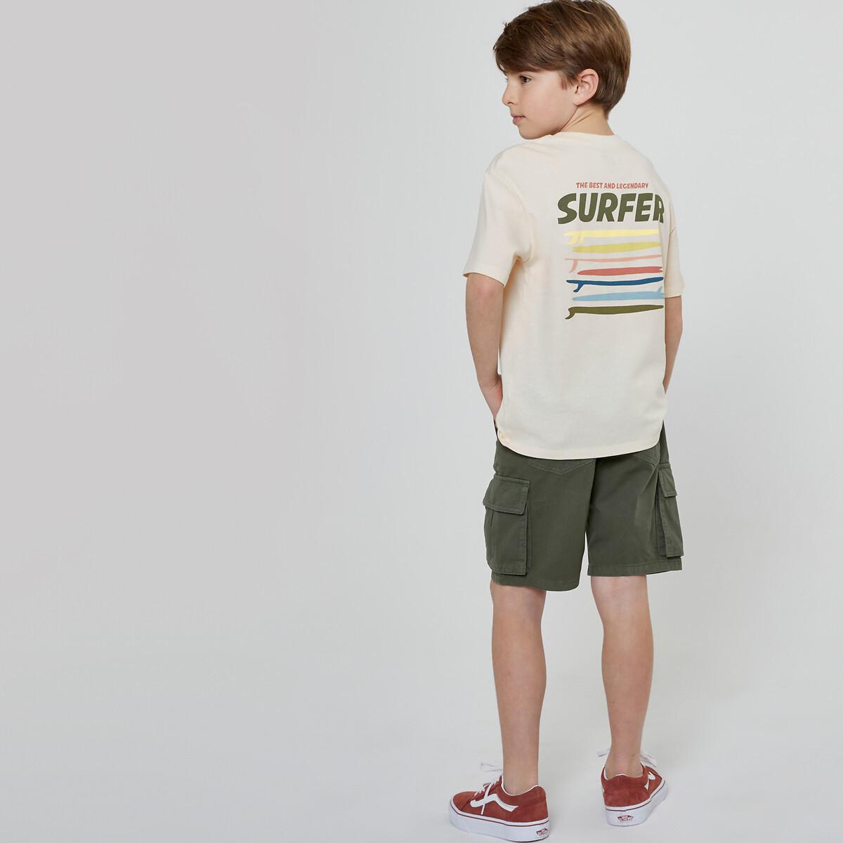 Oversized-t-shirt Mit Rundhalsausschnitt & Print Hinten Jungen Beige 126 von La Redoute Collections