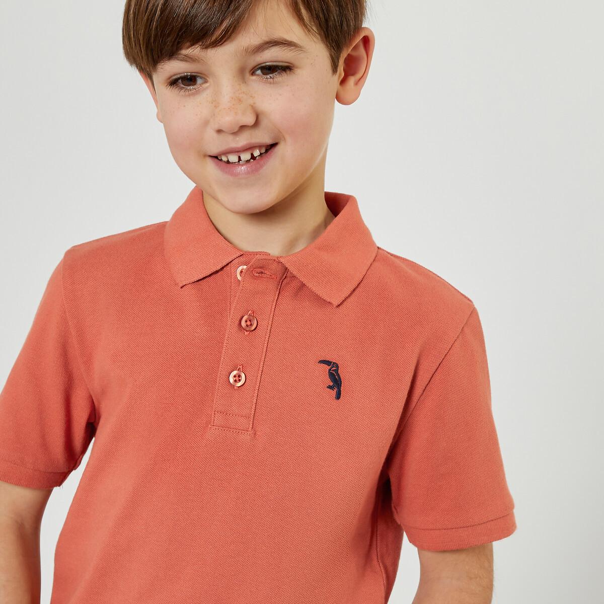 Poloshirt Mit Kurzen Ärmeln Und Gesticktem Tukan Jungen Orange 114 von La Redoute Collections