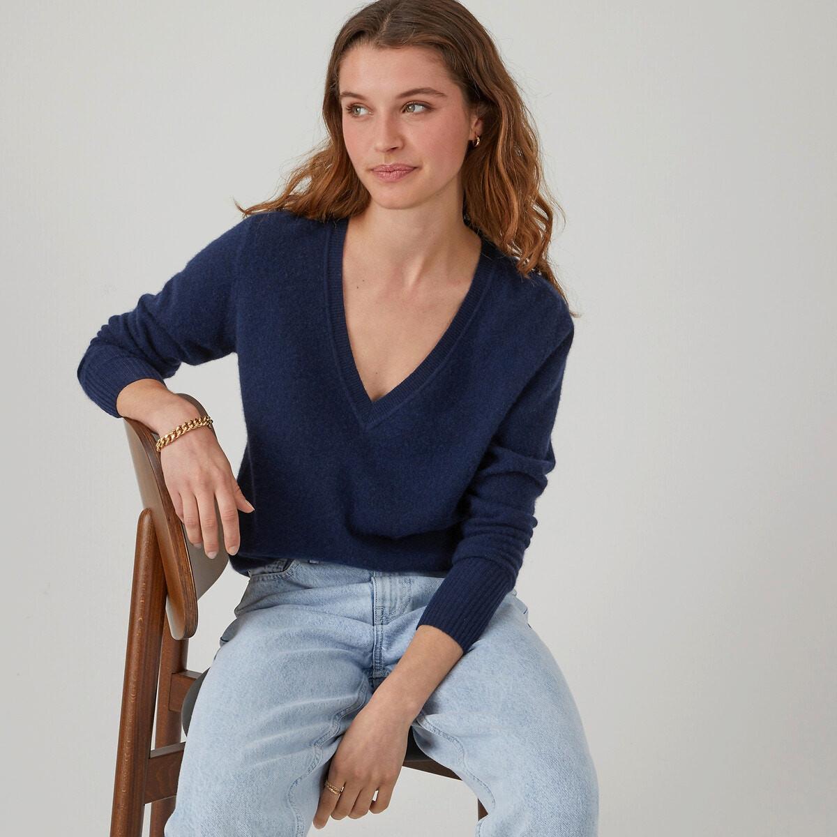 Pullover Mit V-ausschnitt Damen Blau XXL von La Redoute Collections