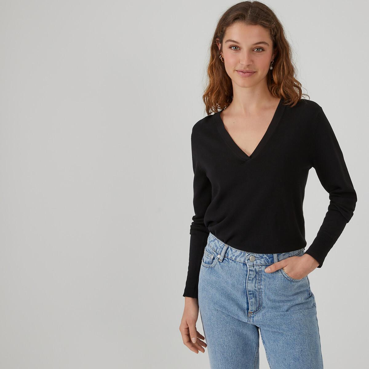 Pullover Mit V-ausschnitt Damen Schwarz L von La Redoute Collections