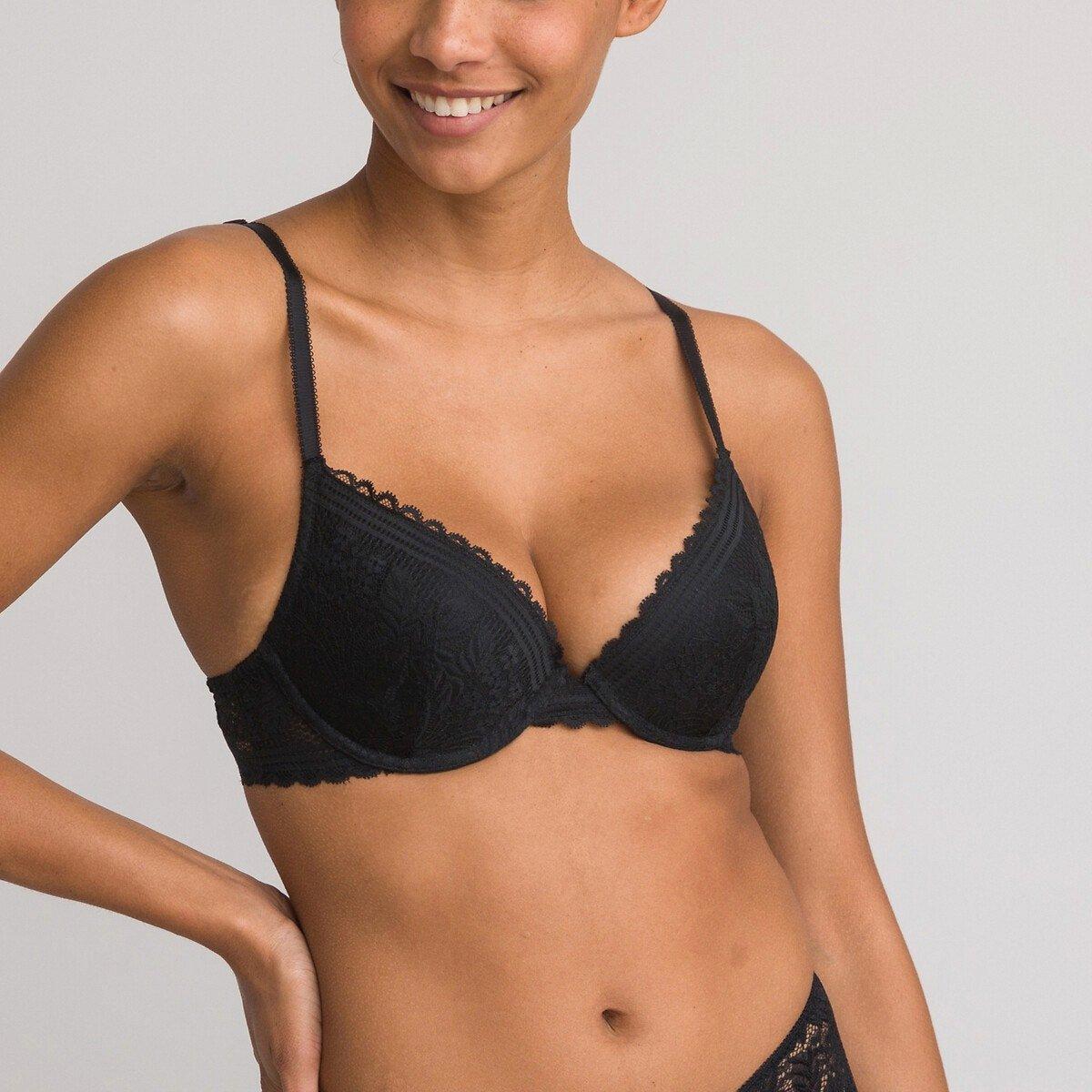 Push-up-bh Signature Jeanne Aus Spitze Damen Schwarz A/70 von La Redoute Collections