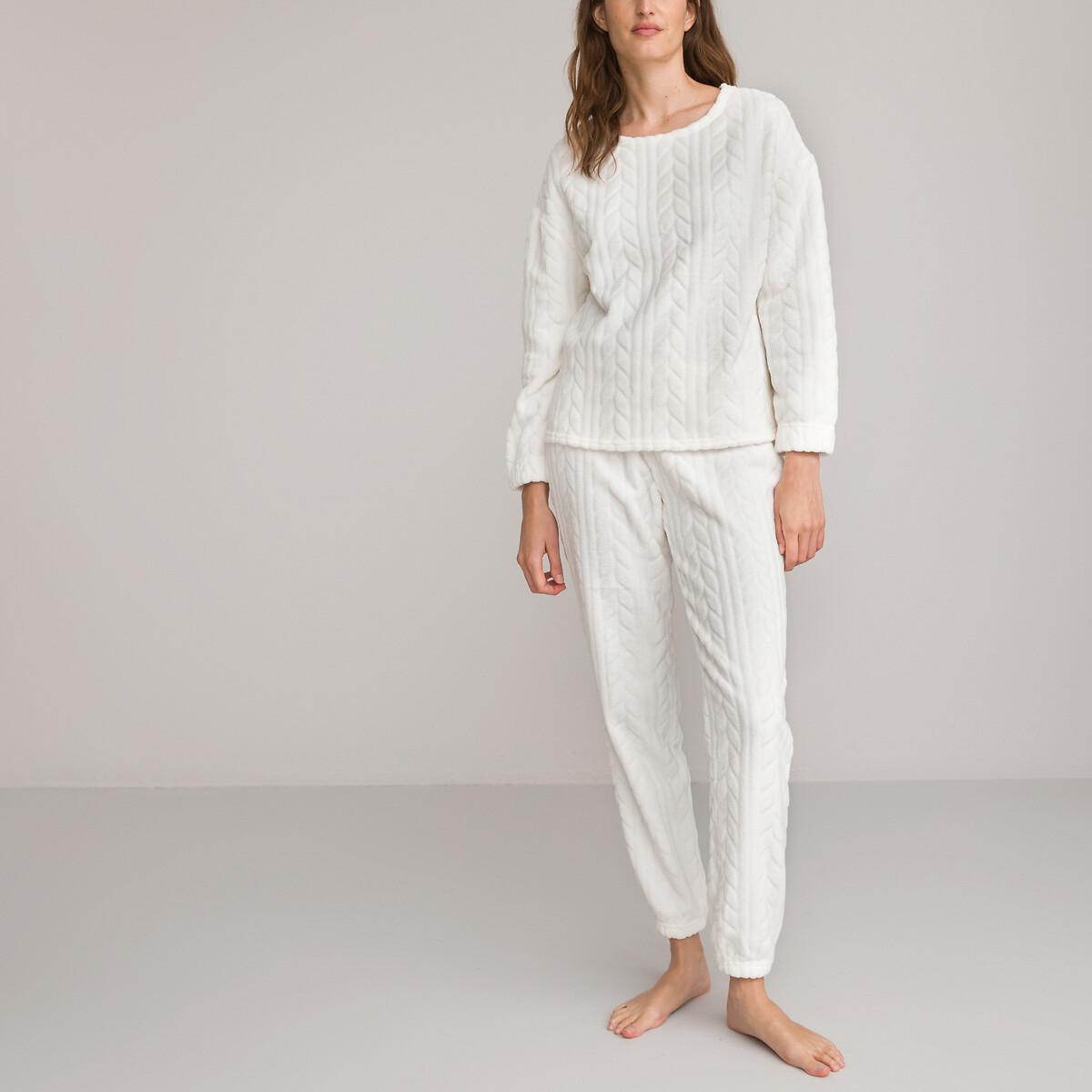 Pyjama Aus Fleece Damen Weiss 38 von La Redoute Collections