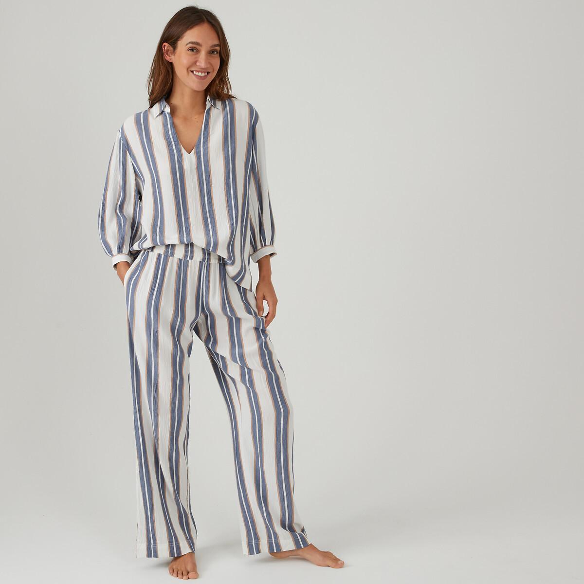 Pyjama Aus Krepon Damen Weiss Bedruckt 44 von La Redoute Collections