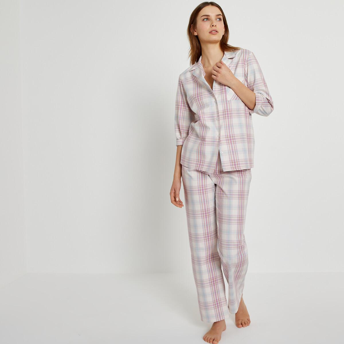 Pyjama Aus Kariertem Baumwoll-serge Damen Beige 42 von La Redoute Collections