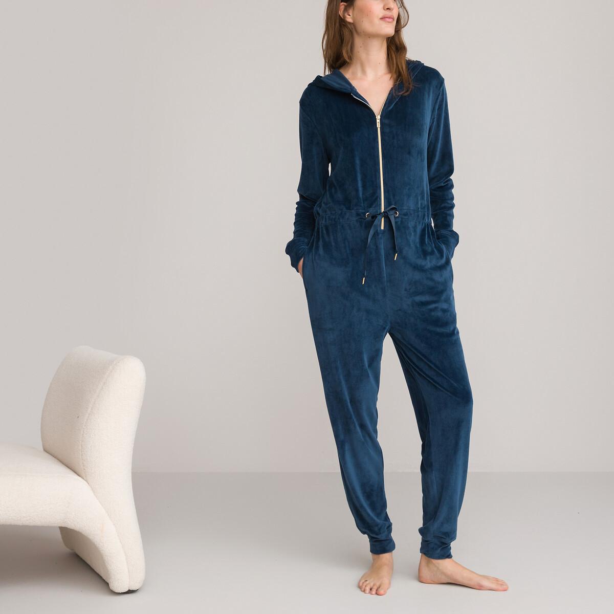 Pyjama-overal Aus Samt Damen Blau 42 von La Redoute Collections