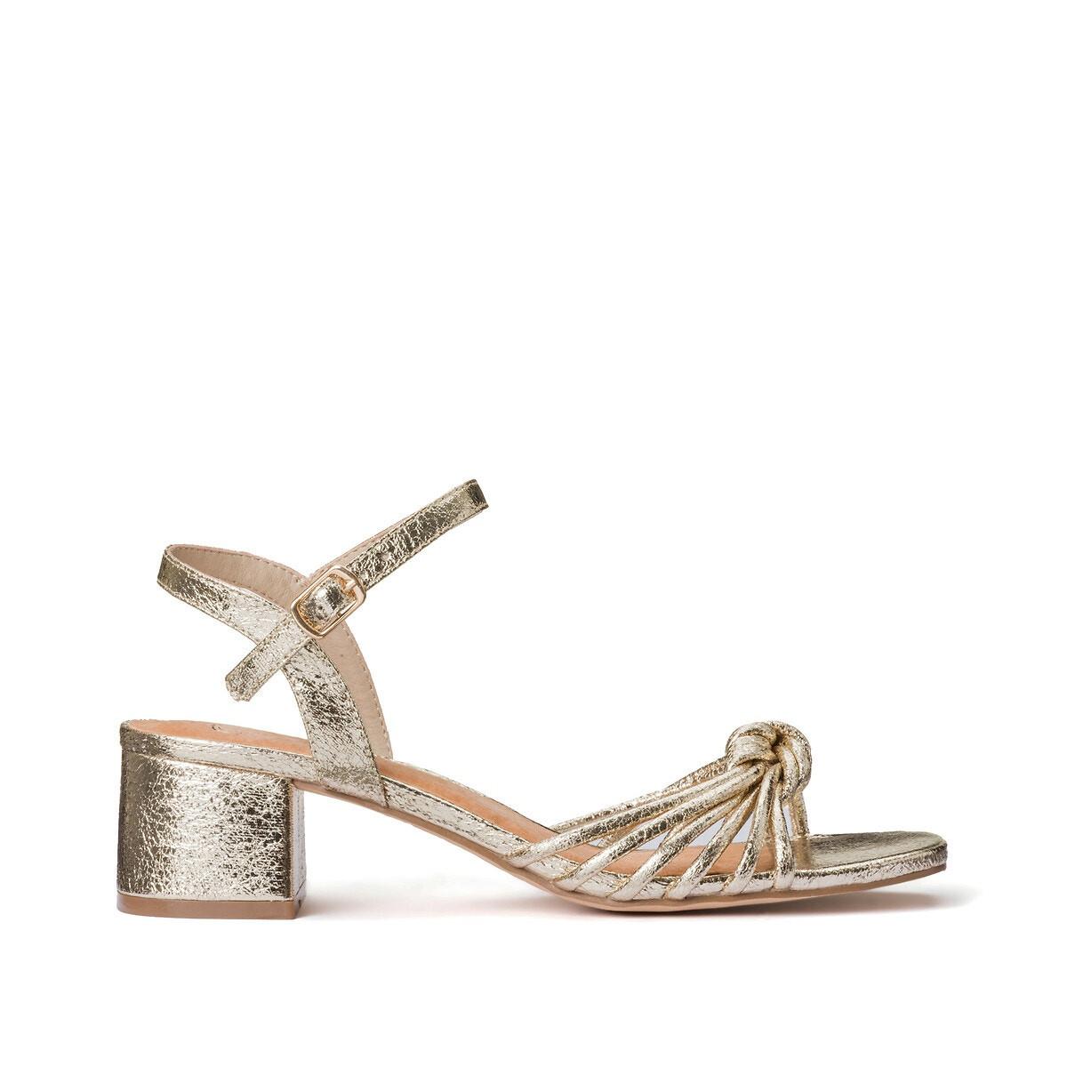 Riemen-sandaletten In Metallic-optik Damen Gold 39 von La Redoute Collections