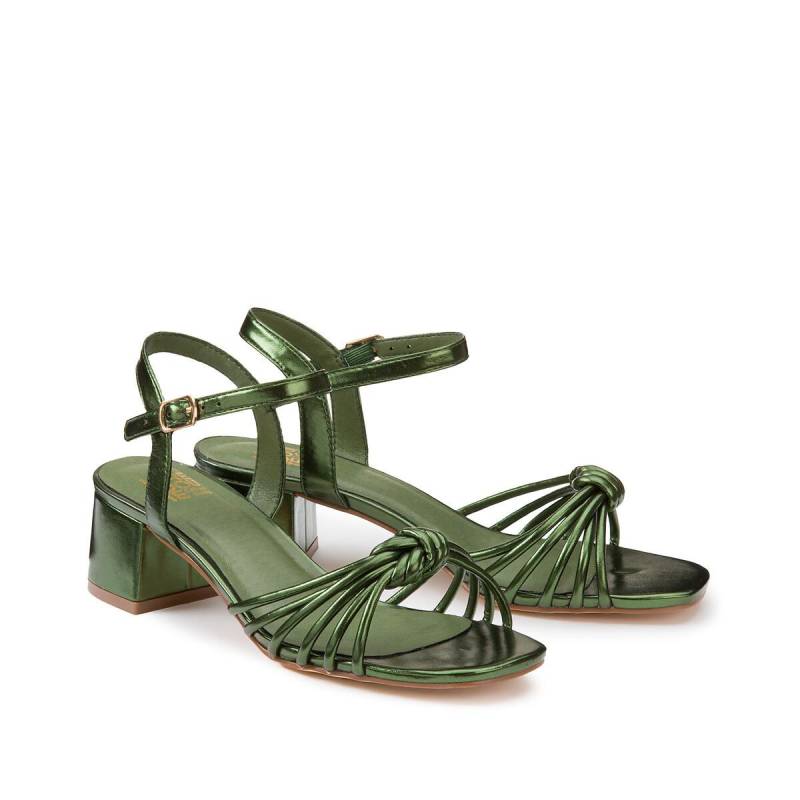 Riemen-sandaletten In Metallic-optik Damen Grün 36 von La Redoute Collections