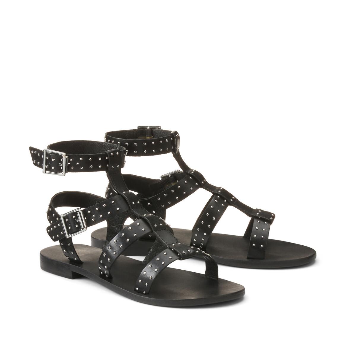 Römersandalen Mit Nietendetails Damen Schwarz 39 von La Redoute Collections