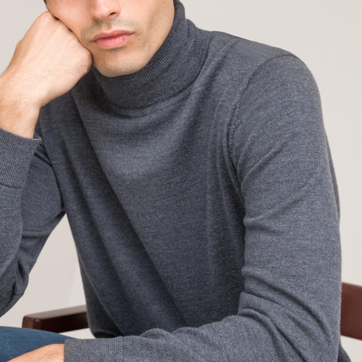 Rollkragenpullover Aus 100% Merinowolle Herren Grau L von La Redoute Collections