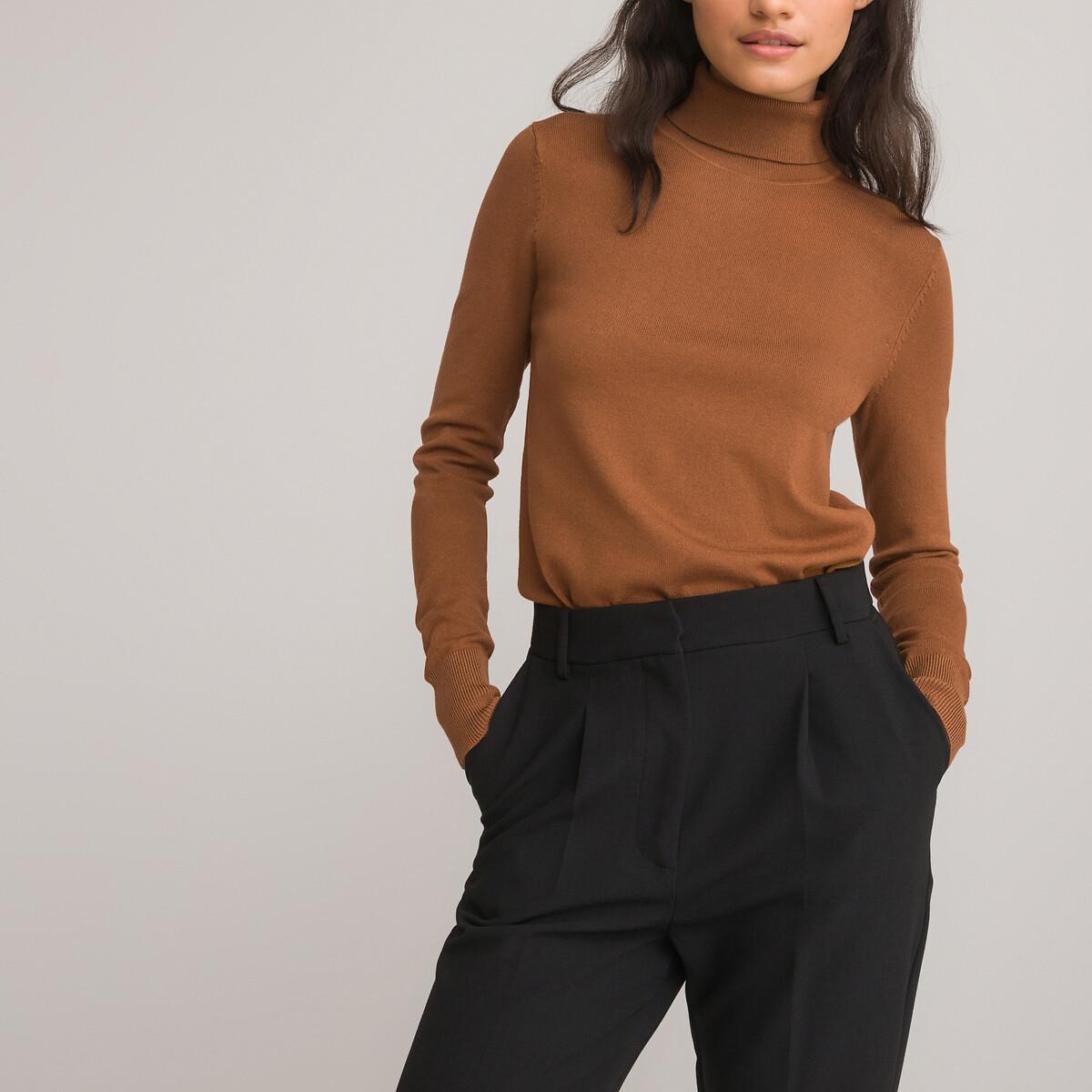 Rollkragenpullover Damen Braun M von La Redoute Collections